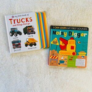 Kids Books Construction theme "My Little Book of Trucks" and "Noisy Digger"